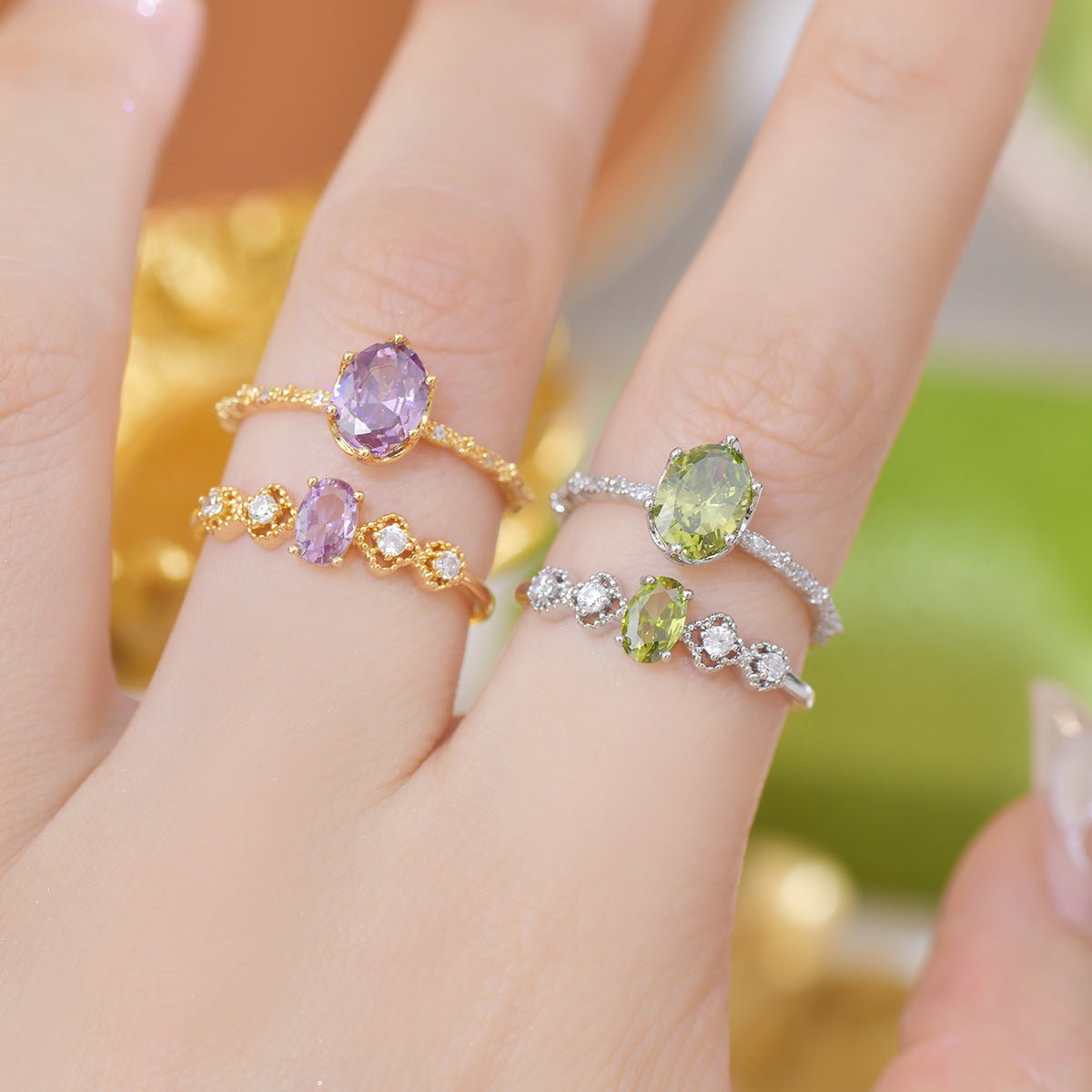 Oval Peridot Ring in Silver