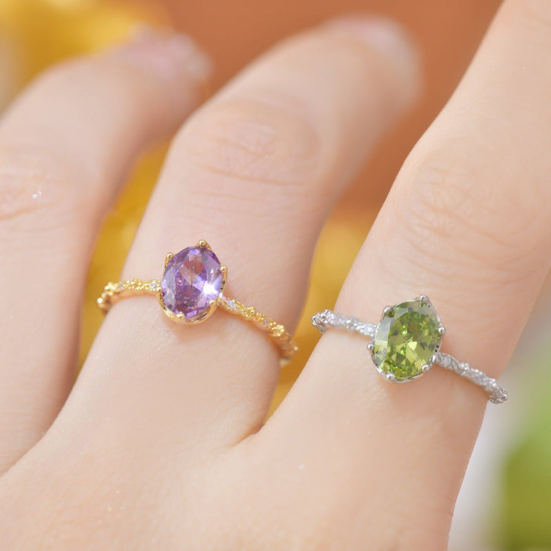 Oval Peridot Ring in Silver