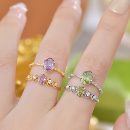 Oval Peridot Ring in Silver