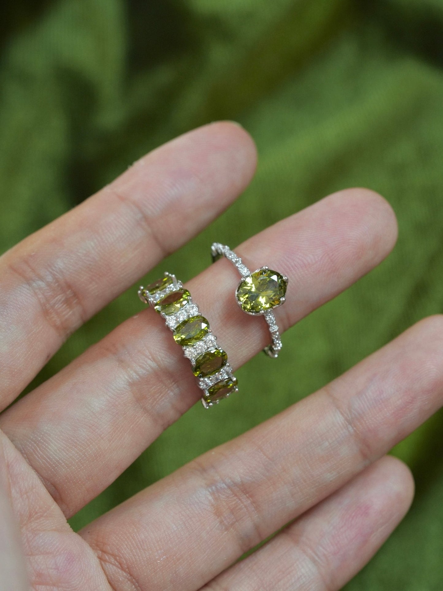 Oval Peridot Ring in Silver