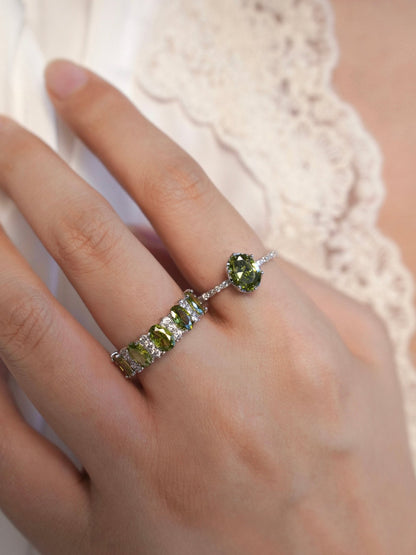 Oval Peridot Ring in Silver