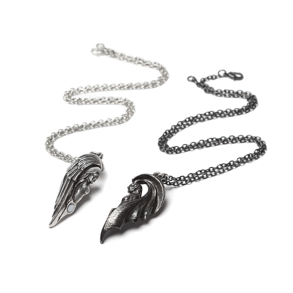 Dark Chemical Companions Angel and Demon Pendant Necklace by Alchemy Gothic