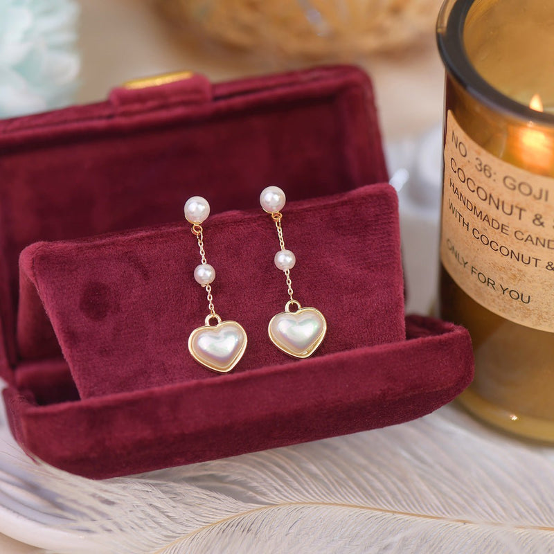 [sample ] Pearl Heart Earrings