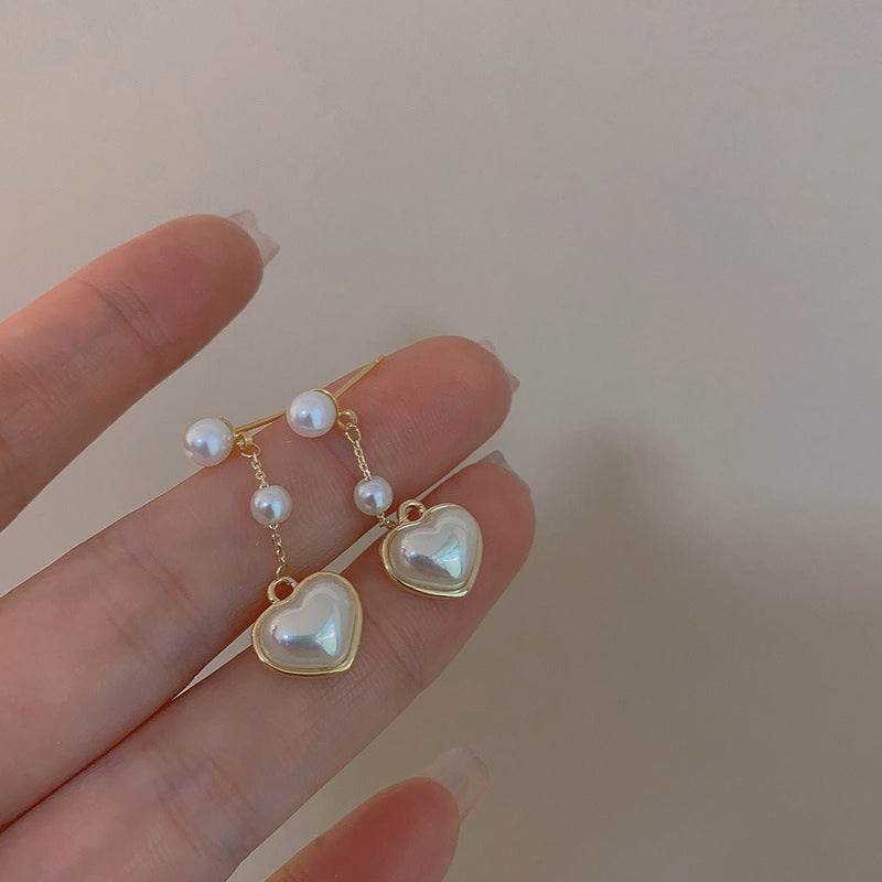 [sample ] Pearl Heart Earrings