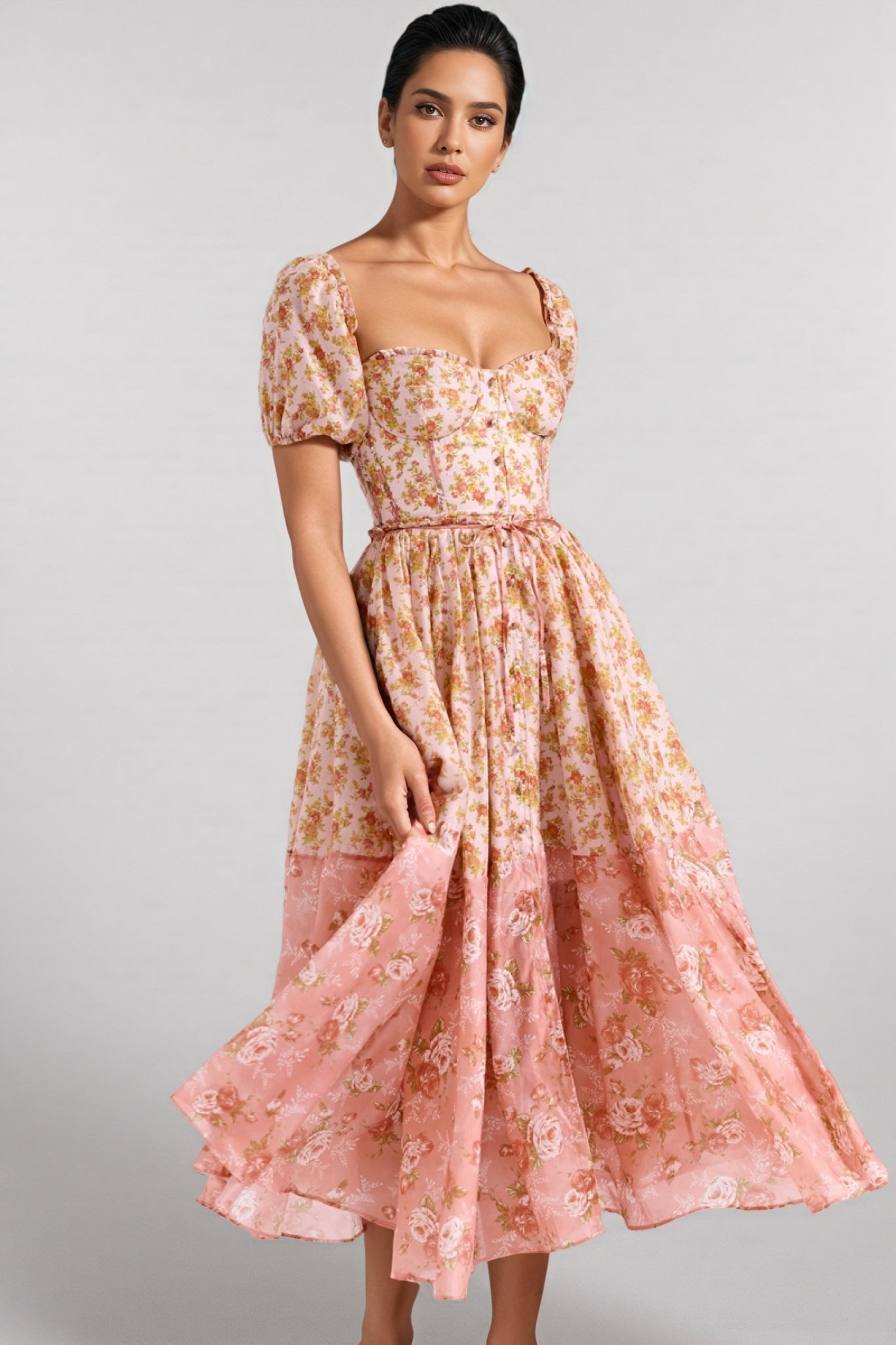 Alexane Bubble Sleeve Midi Dress