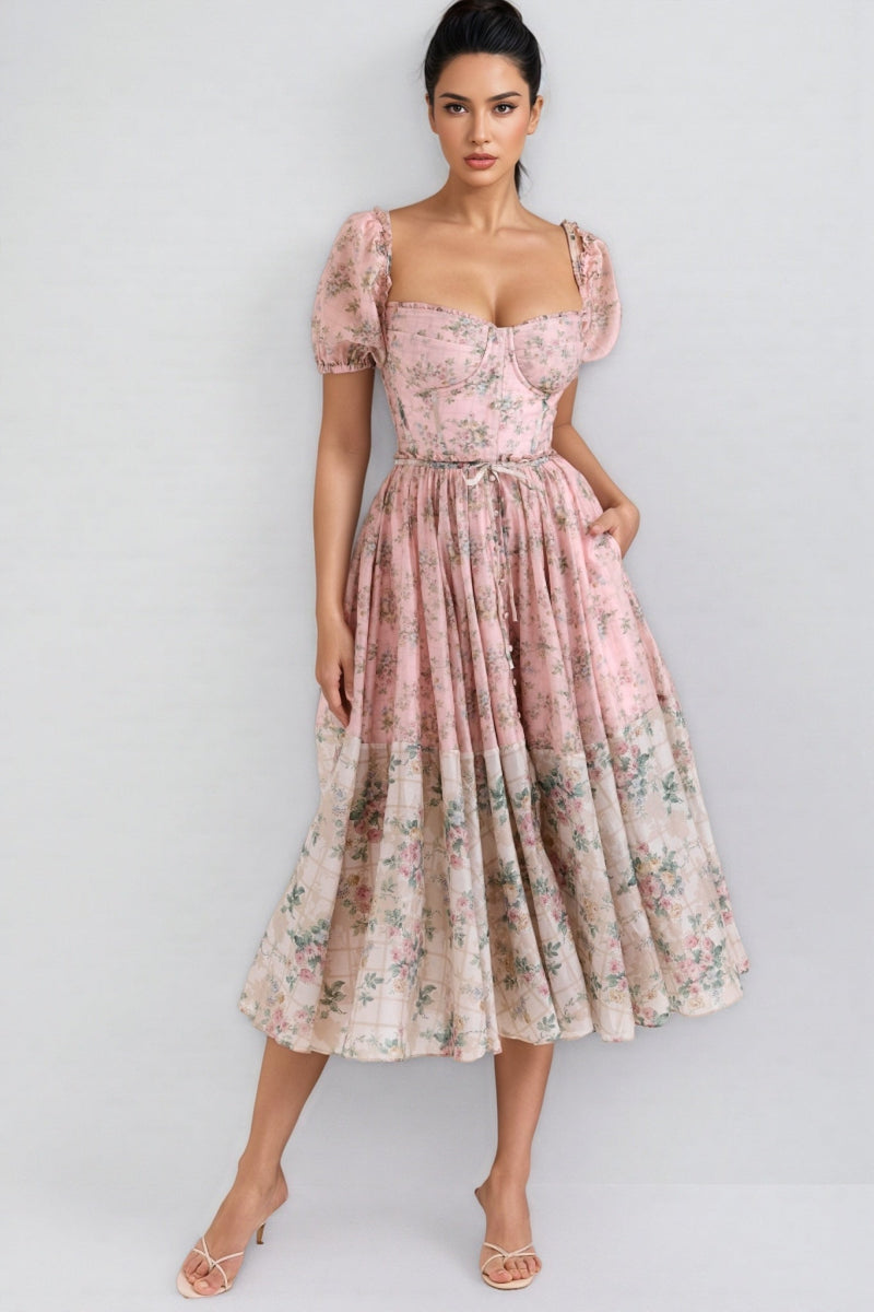 Nylta Pink Chiffon Midi Dress