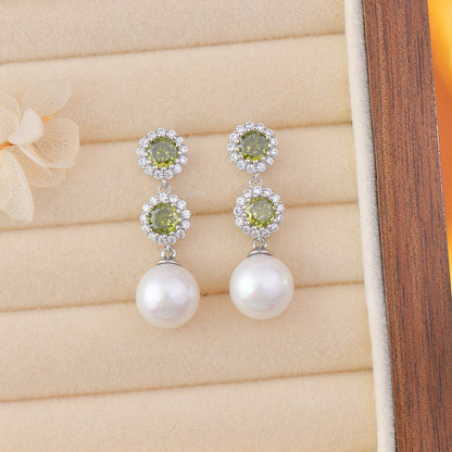 Peridot Pearl Earrings