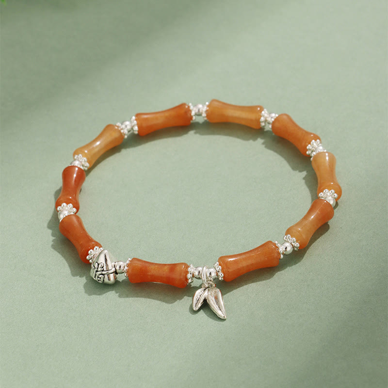 Peridot White Jade Bamboo Fu Symbolic Luck Bracelet