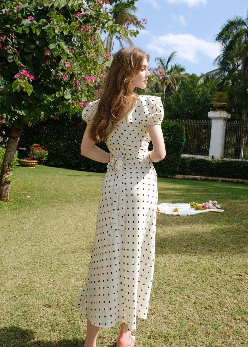 Diana - Puff Sleeve Polka Dot Midi Dress