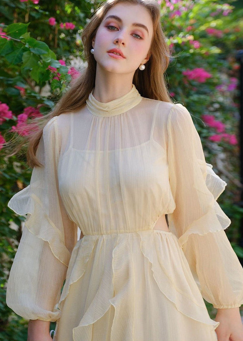 Butterlight - Sheer Ruffle Maxi Dress