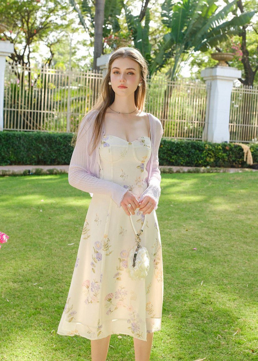 Isolde - Cream Bustier Midi Dress