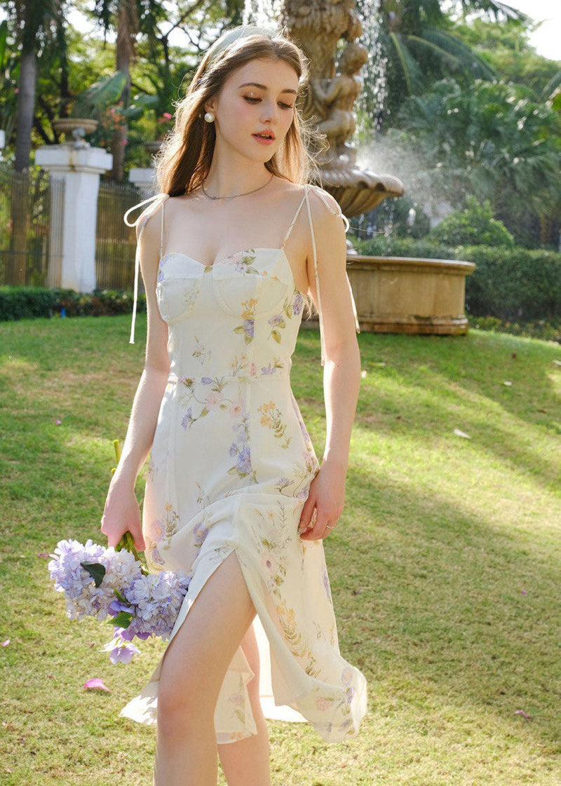 Isolde - Cream Bustier Midi Dress