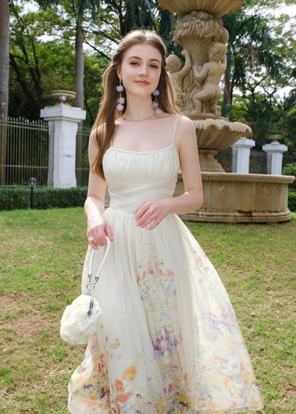 Evelyn - Chiffon Midi Dress With Spaghetti Straps