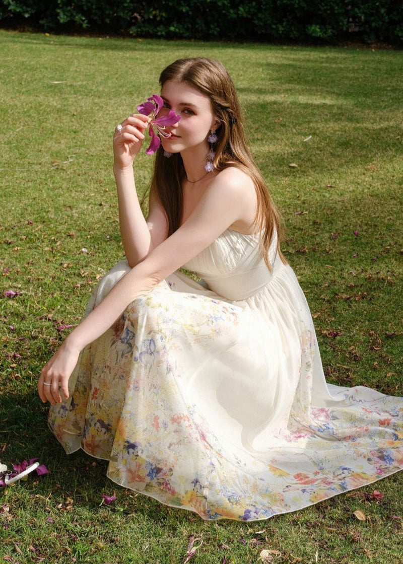 Evelyn - Chiffon Midi Dress With Spaghetti Straps