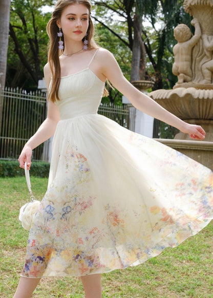 Evelyn - Chiffon Midi Dress With Spaghetti Straps
