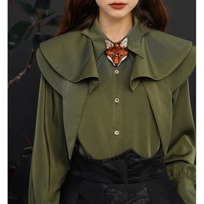 Fox Charm Ruffle Blouse