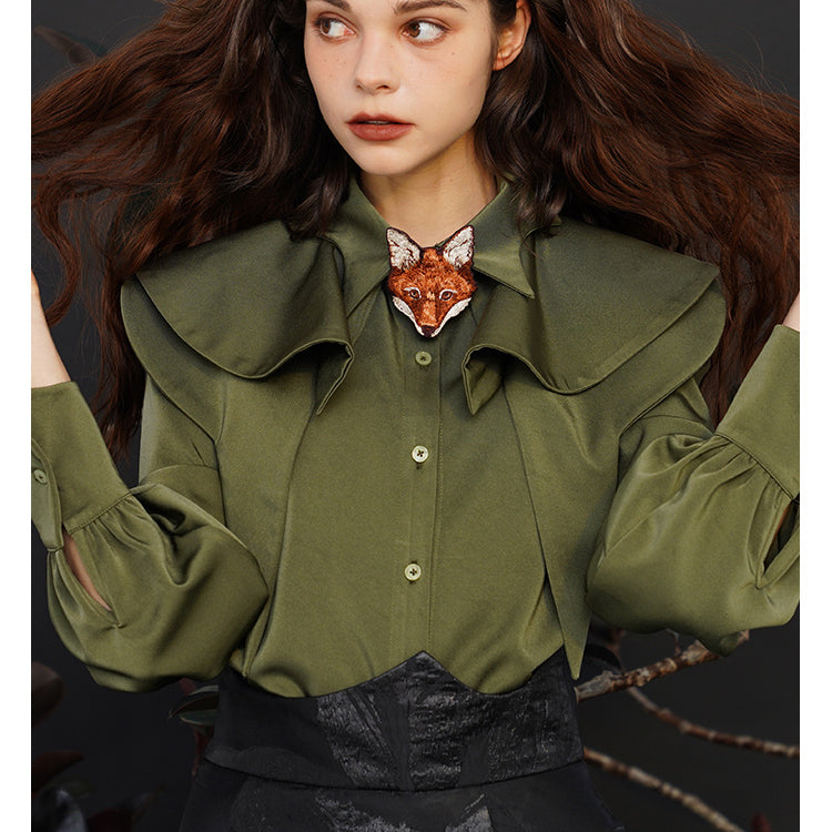 Fox Charm Ruffle Blouse