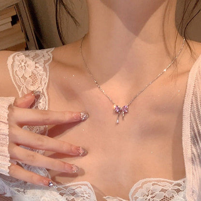 Pink Bow Necklace