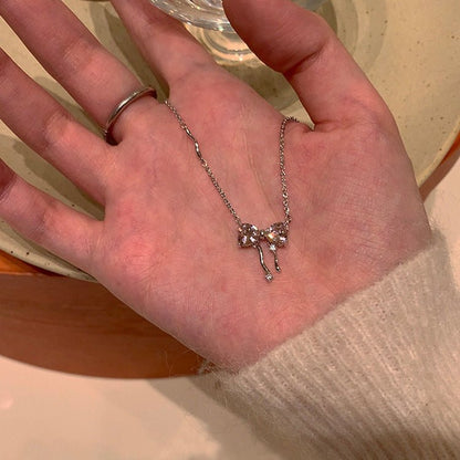 Pink Bow Necklace