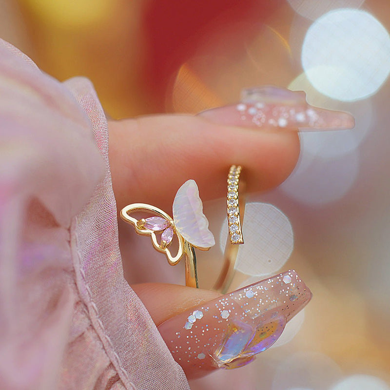 Chrissy Pink Butterfly Ring