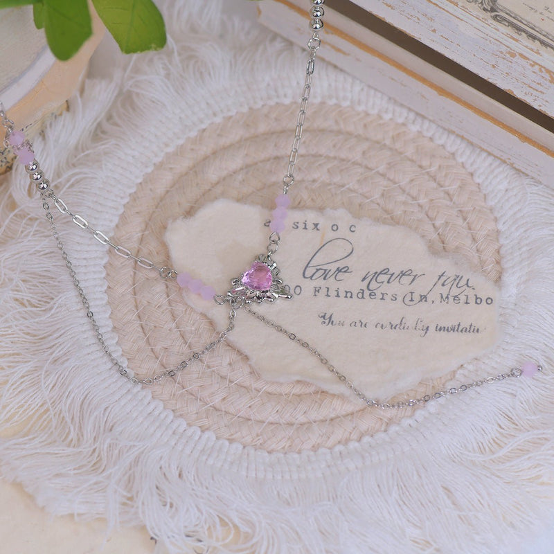 Athena Pink Heart Necklace