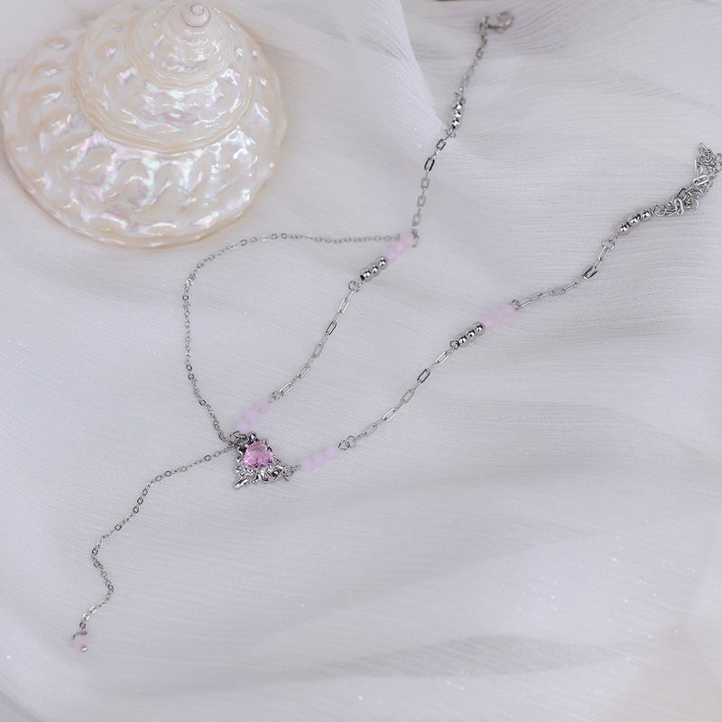 Athena Pink Heart Necklace