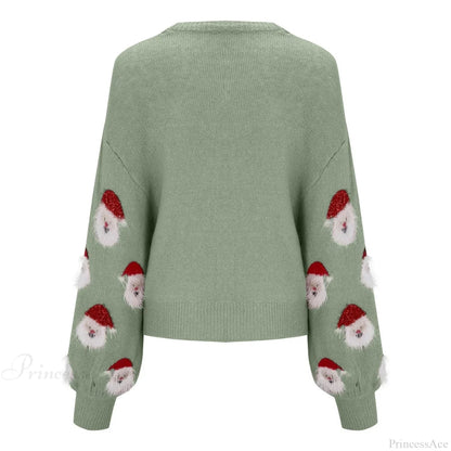 Pink Sequin Long Sleeve Blouse Ugly Santa Claus Hoodie Christmas Sweater