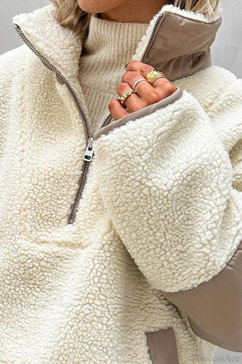 Plush Fleece Stand Collar Loose Sweatshirts