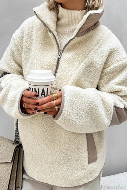 Plush Fleece Stand Collar Loose Sweatshirts