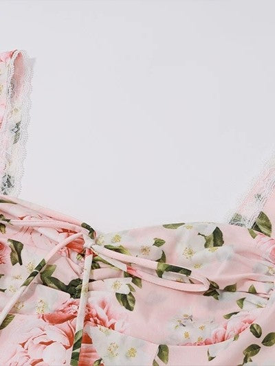 French Tie Up Slim Cami Maxi Dress