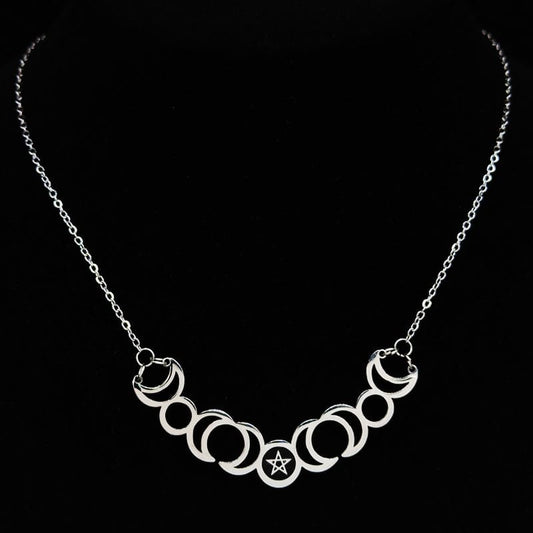 Pentacle Triple Moon Goddess Necklace