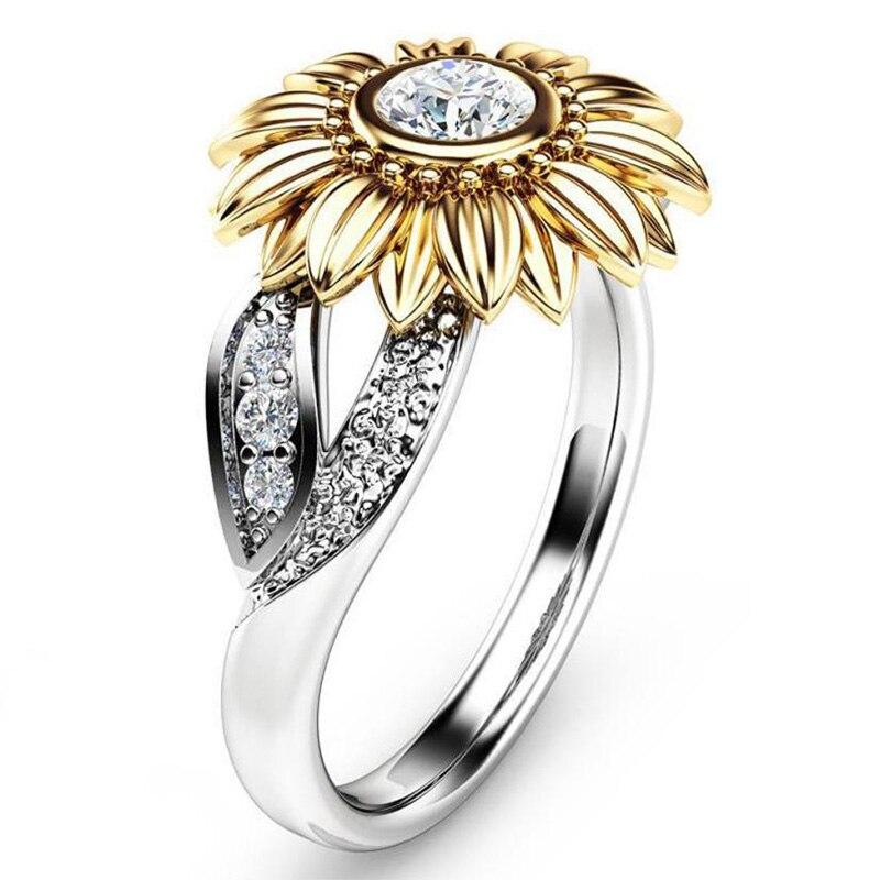 Colourful Crystal Sunflower Ring