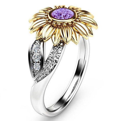 Colourful Crystal Sunflower Ring