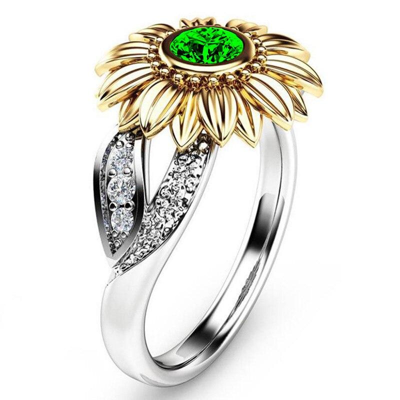 Colourful Crystal Sunflower Ring