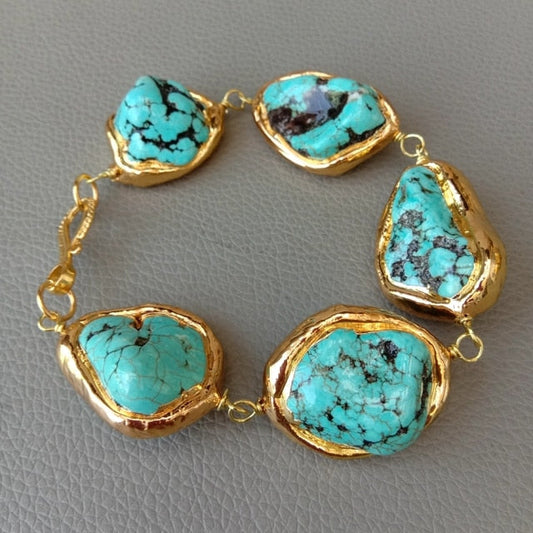 Blue Howlite Gold Plated Bracelet