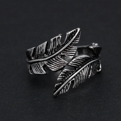 Feather Titanium Steel Wrap Ring
