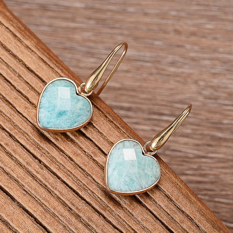 Sparkling Amazonite Heart Earrings