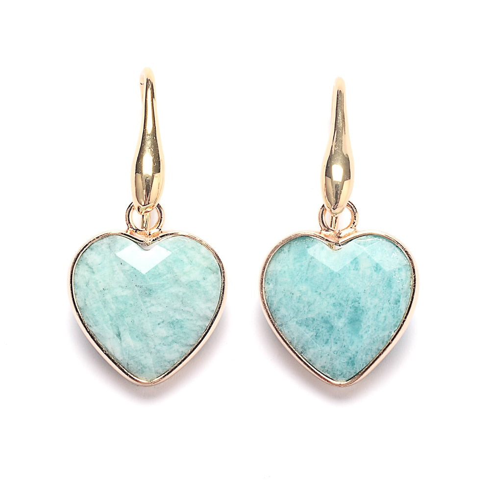 Sparkling Amazonite Heart Earrings