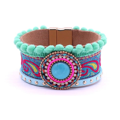 Leather and Stone Bracelet