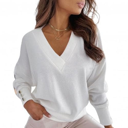 Sweater Autumn Color Deep V Neck Pocket Single-breasted Long Sleeve Pullover Knitted Cardigan Tops Oversized