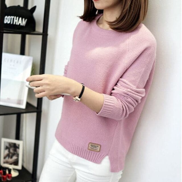 Dressbetty - Long Sleeve Top Knitted Shirt Blouse Sweatshirt Loose Jumper