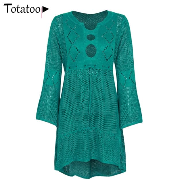 Summer Long Sleeve Back See Through Mini Dress