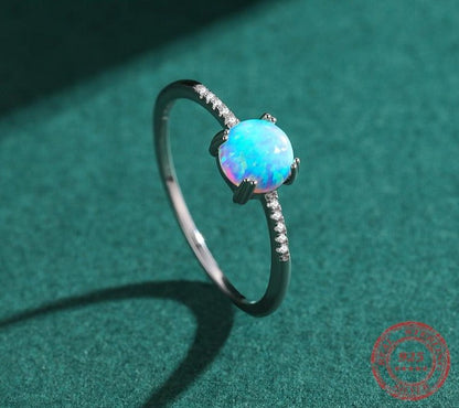 Sparkling Pale Blue Opal Ring