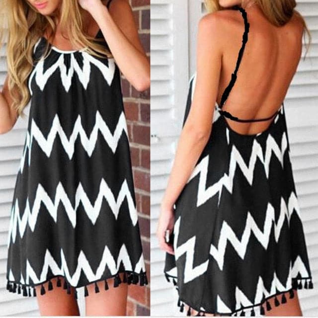 V-neck Strap Open White Lace Sleeveless Loose Mini Dress