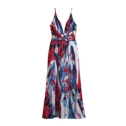 Sling Long Dresses Arrival Summer V-neck Sleeveless Party Beach Floarl Print Maxi Dress Sundress