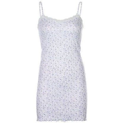 Dressbetty - Summer Print Flare Long Sleeve Mini Dress