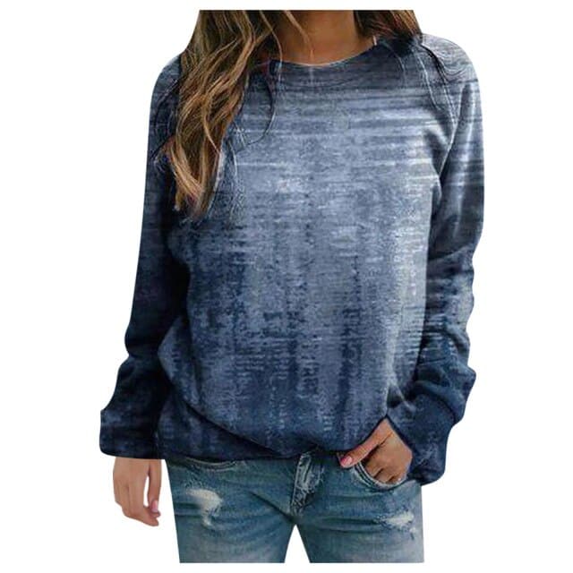 Blouses Oversized Flora Printed Thermal Crewneck Long Sleeve Pullover Tee Shirts Ropa De Mujer