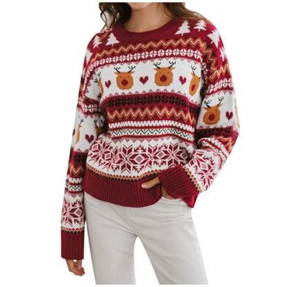 Dressbetty - Sweater Knit Top Loose Long Sleeves Christmas Color Light Bulb Warm Autumn Winter Girl Pullover