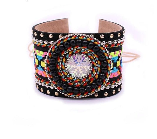 Leather Handmade Embroidered Bracelet