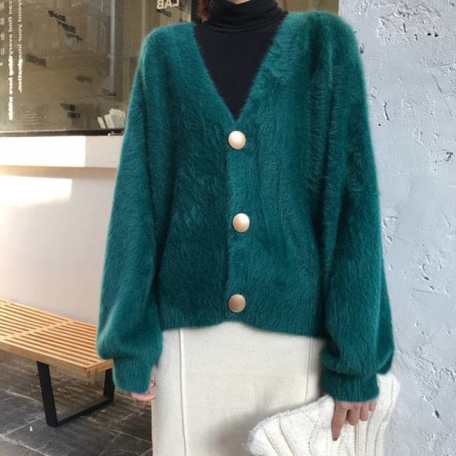 Dressbetty - V Neck Oversized Cardigan Sweaters
